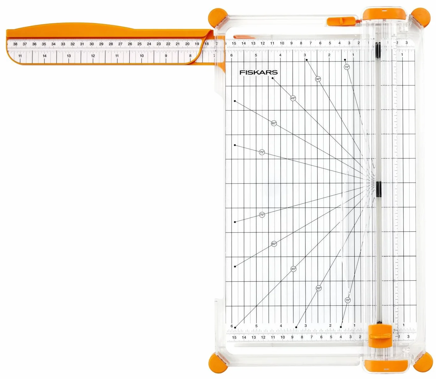Fiskars Taglierina SureCut, A4, Base Larga, Taglierina Grande per Carta con Guida alla Linea di Taglio, Bianco/Arancio, 1077980