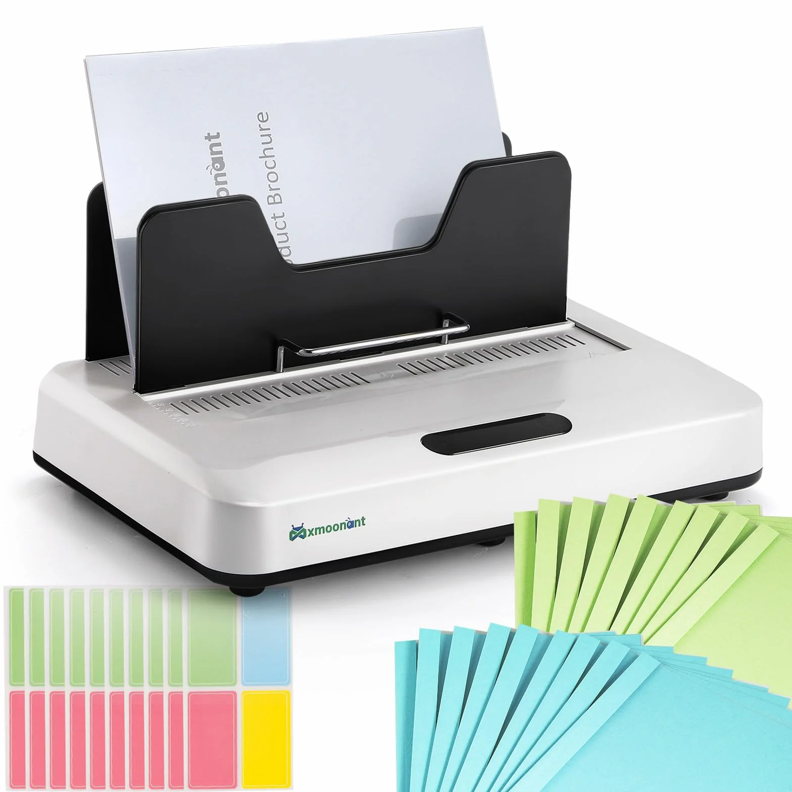Mxmoonant Macchina per rilegatura termica max.500 fogli, nessun preriscaldamento, con slot per raffreddamento e vibrazione a microonde, 3 impostazioni di tempo per 315 mm di lunghezza, documenti
