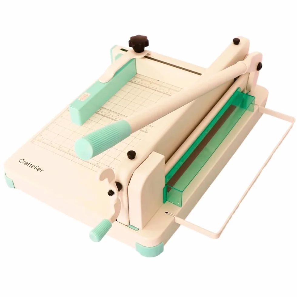 Craftelier – Tagliatrice di carta A4 (30 cm), taglio preciso fino a 400 fogli, ghigliottina professionale industriale con doppio sistema di sicurezza e struttura in acciaio rinforzato per grandi