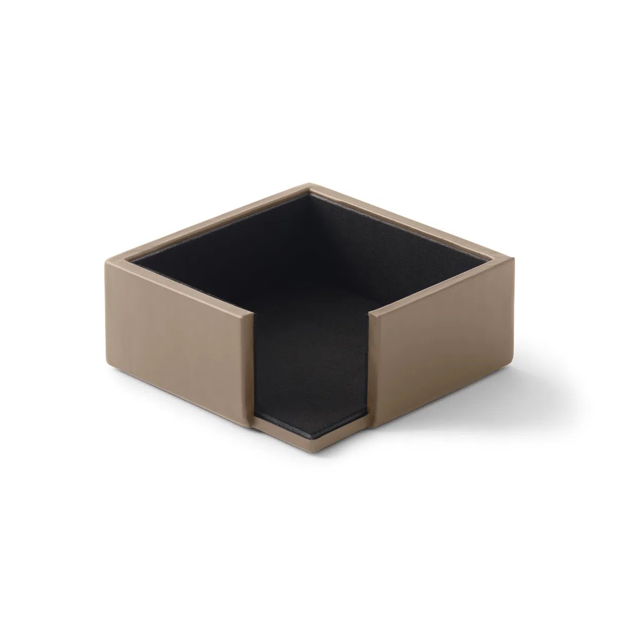 Eglooh - Minerva - Portamemo Quadrato in Cuoio Grigio Tortora - Porta Foglietti da Scrivania, Blocchi Note, Appunti - cm 11,2 x 11,2 x H.4,5 - Interamente Made in Italy