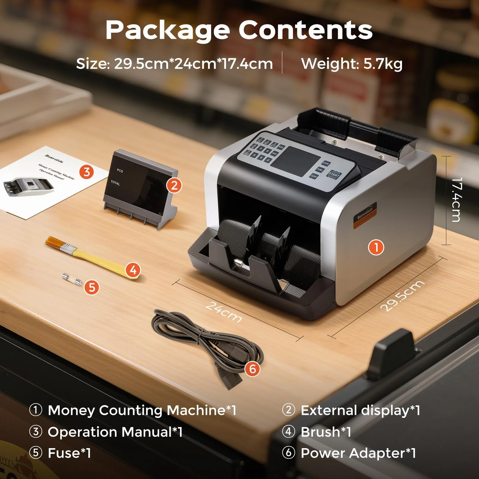 Bonvoisin Conta Banconote Professionale, Conteggio del Valore per Banconote Miste in EUR, Macchina Conta Soldi con Rivelazione di Falsi UV/MG/IR, 1000 Pezzi/Min, Contabanconote con Display Esterno
