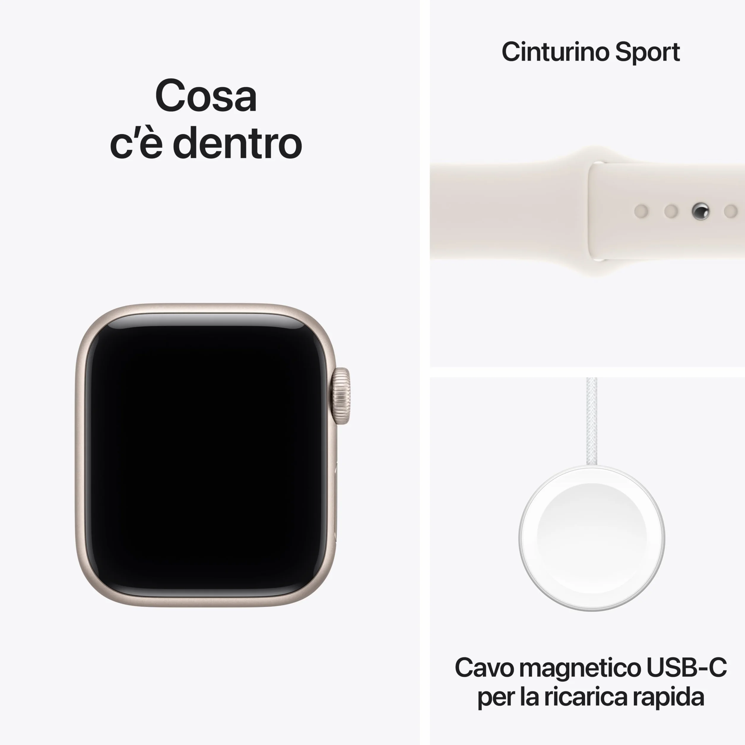 Apple Watch SE 3 GPS, Cassa 40 mm in alluminio galassia con Cinturino Sport galassia - S/M