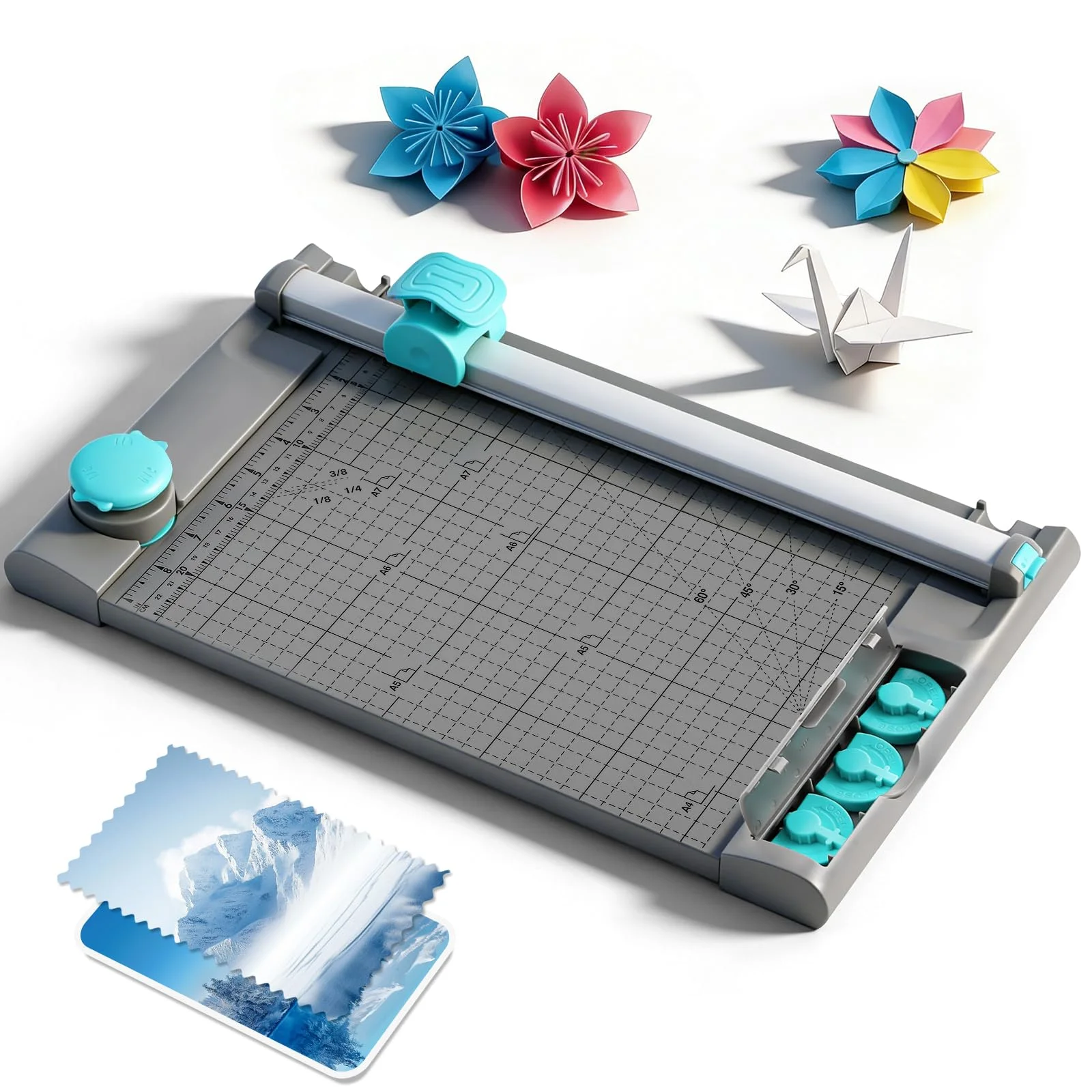 CGOLDENWALL Taglierina per Carta 5-in-1, A4 Tagliapapier per artigianato con scatola (Taglio dritto/tratteggiato/curvo/linee di piega/angoli arrotondati), Ghigliottina per scuola, fai-da-te (A4)