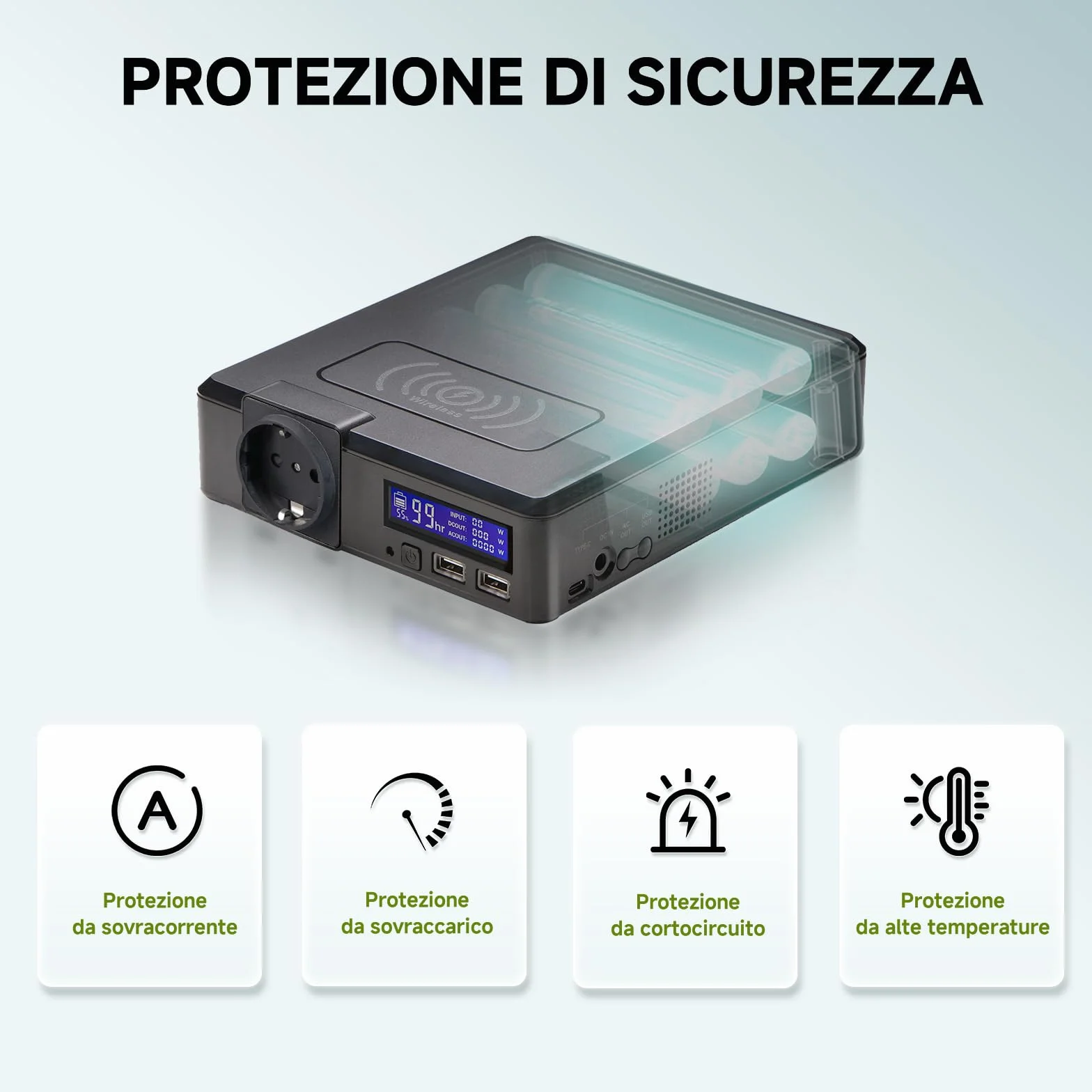 ALLPOWERS S200 Centrale Elettrica Portatile 154Wh/41600mAh, Power Bank con 200W Presa AC, 60W USB-C, Uscita Wireless, Generatore solare per Emergenza, Campeggio, Viaggi, Casa