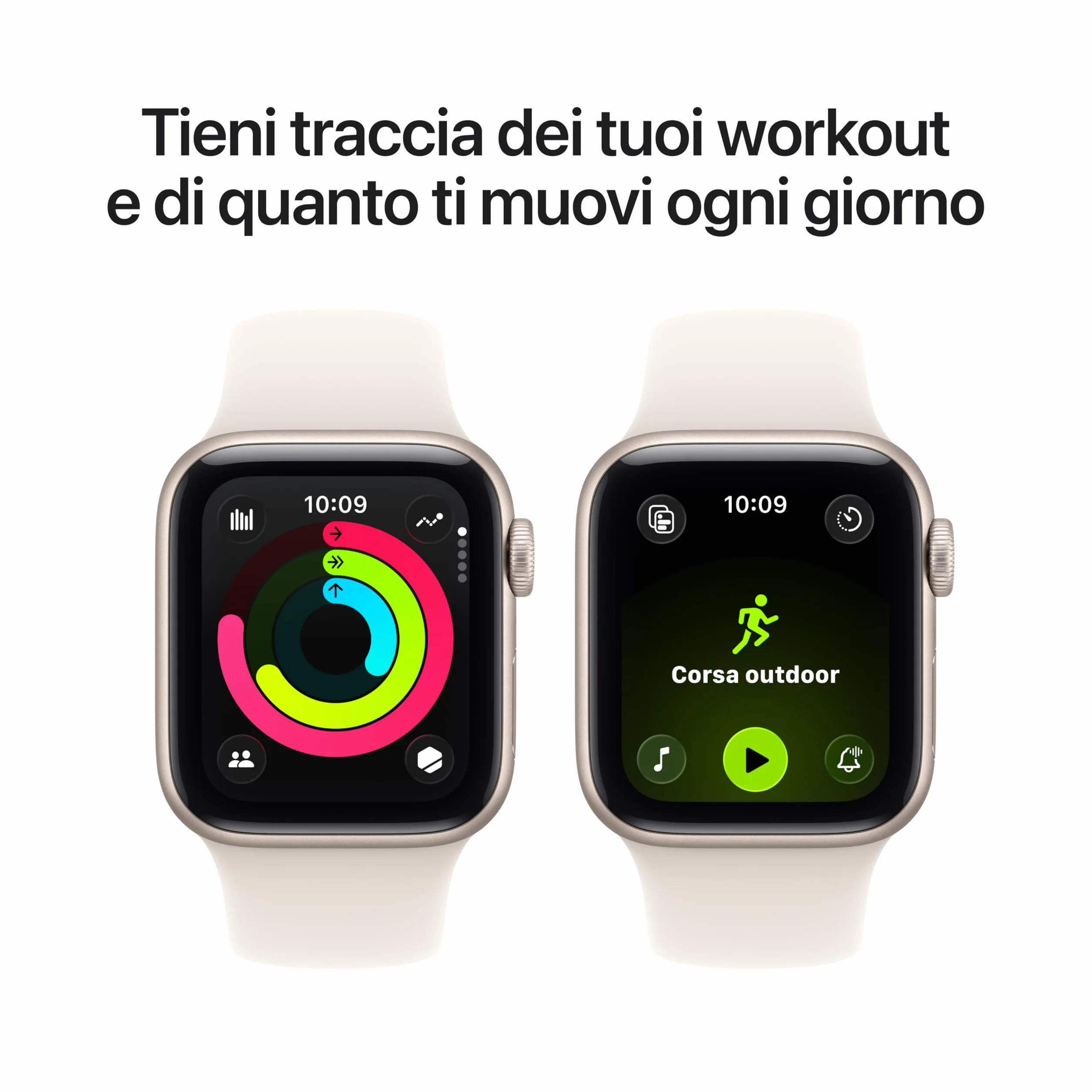 Apple Watch SE 3 GPS, Cassa 40 mm in alluminio galassia con Cinturino Sport galassia - S/M