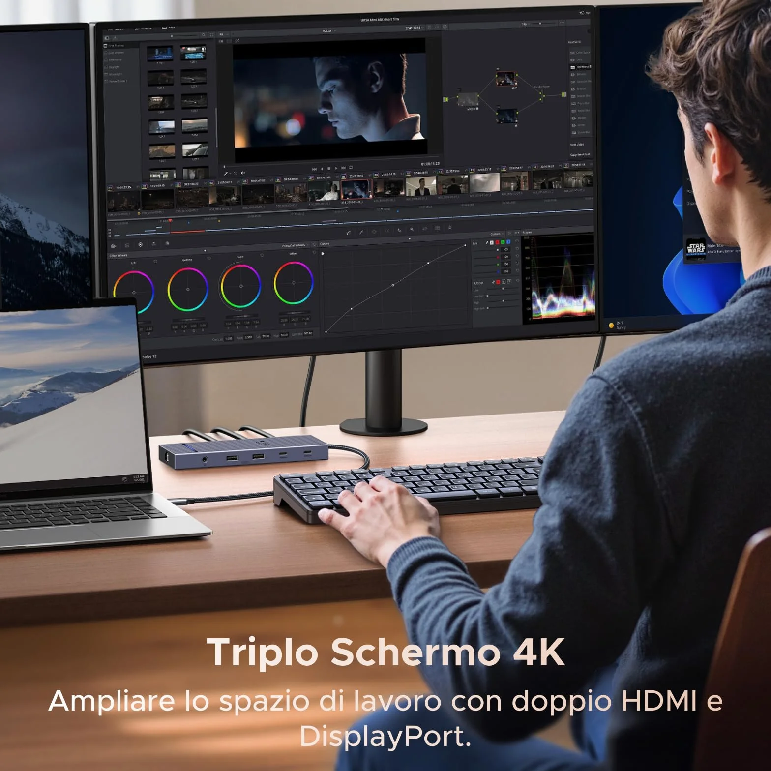 UGREEN Revodok Pro 3121 10Gbps Hub USB C Doppio HDMI 4K60Hz DisplayPort 4K120Hz 12 In 1 Docking Station USB C PD 100W Adattatore Ethernet Lettore di Schede SD TF Jack 3.5mm