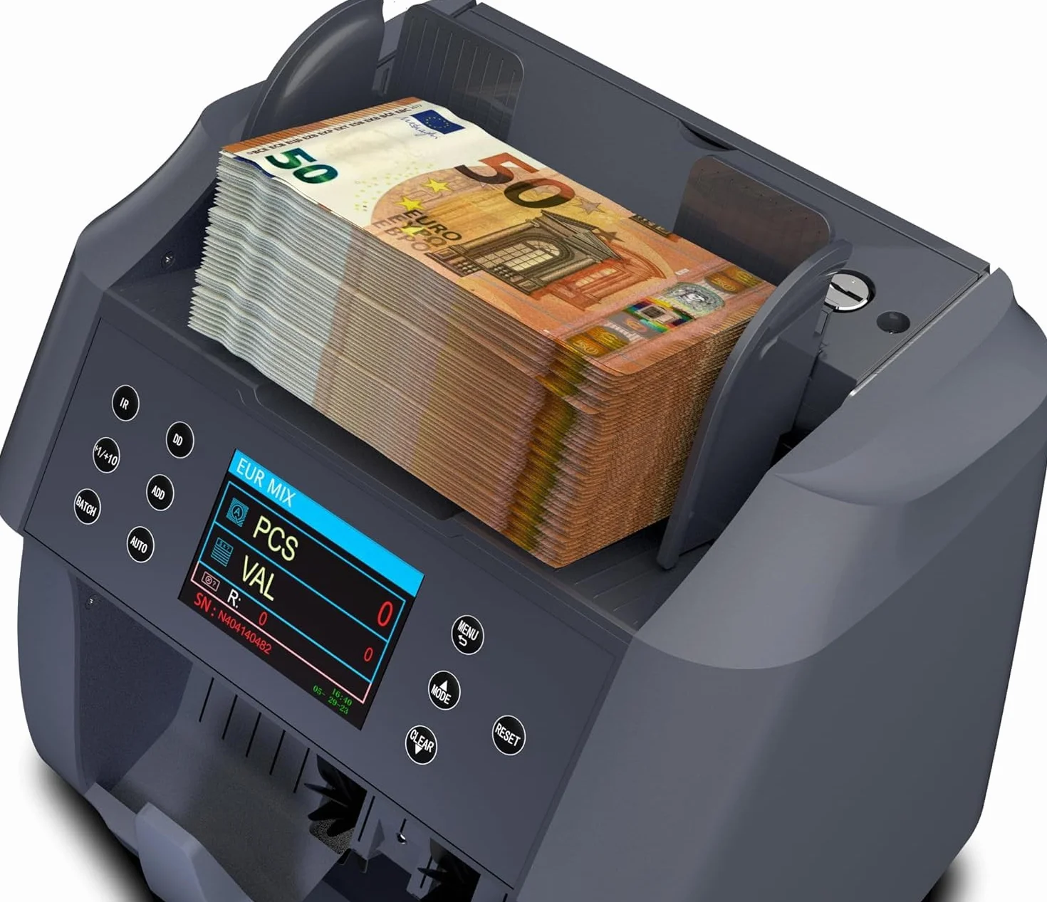 Detectalia V500 - Conta banconote professionale con funzione di valore per banconote miste - 5 valute EUR, GBP, USD, CAD, MXN - 2 Sensore CIS e riconoscimento numeri di serie