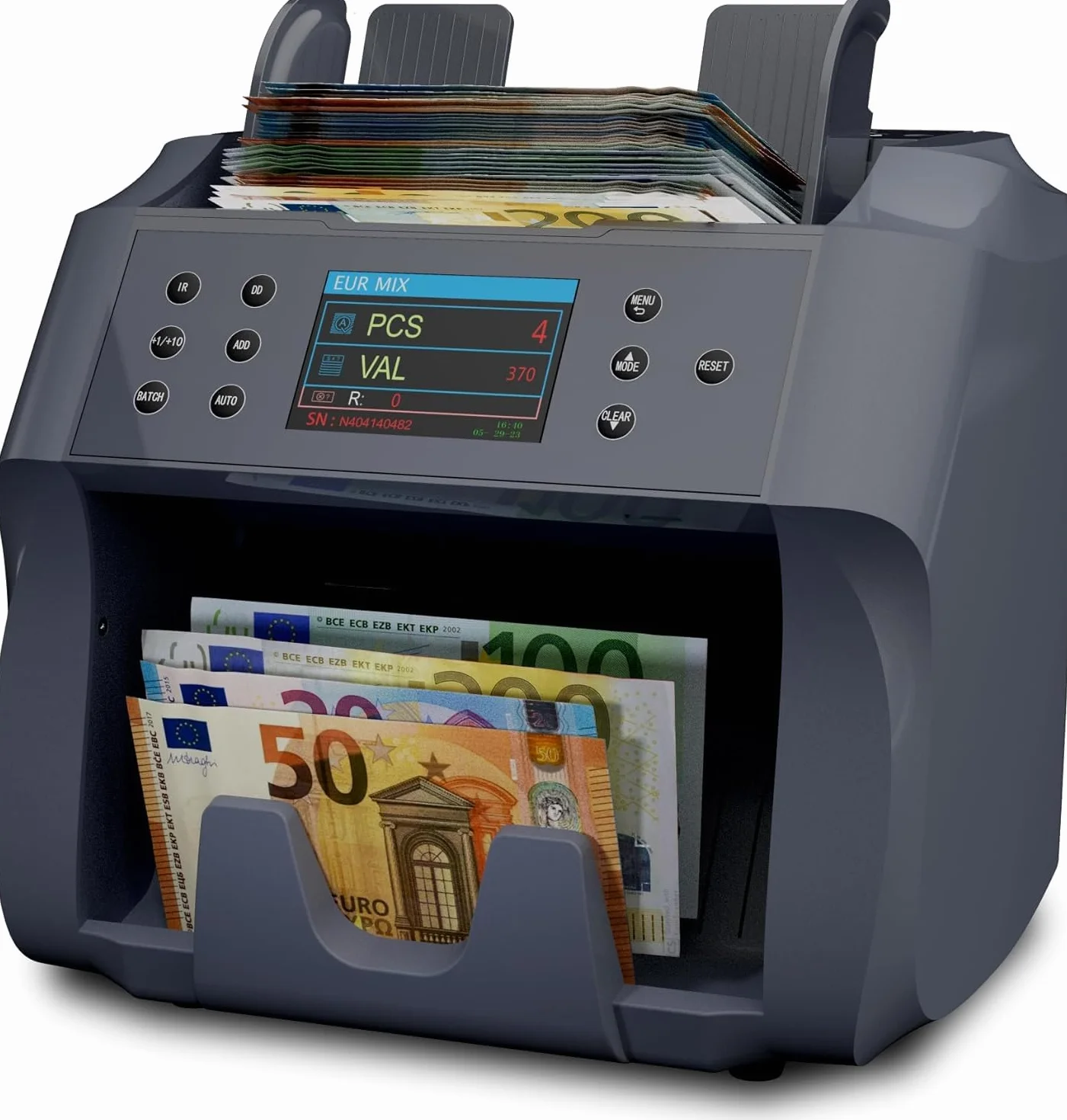 Detectalia V500 - Conta banconote professionale con funzione di valore per banconote miste - 5 valute EUR, GBP, USD, CAD, MXN - 2 Sensore CIS e riconoscimento numeri di serie