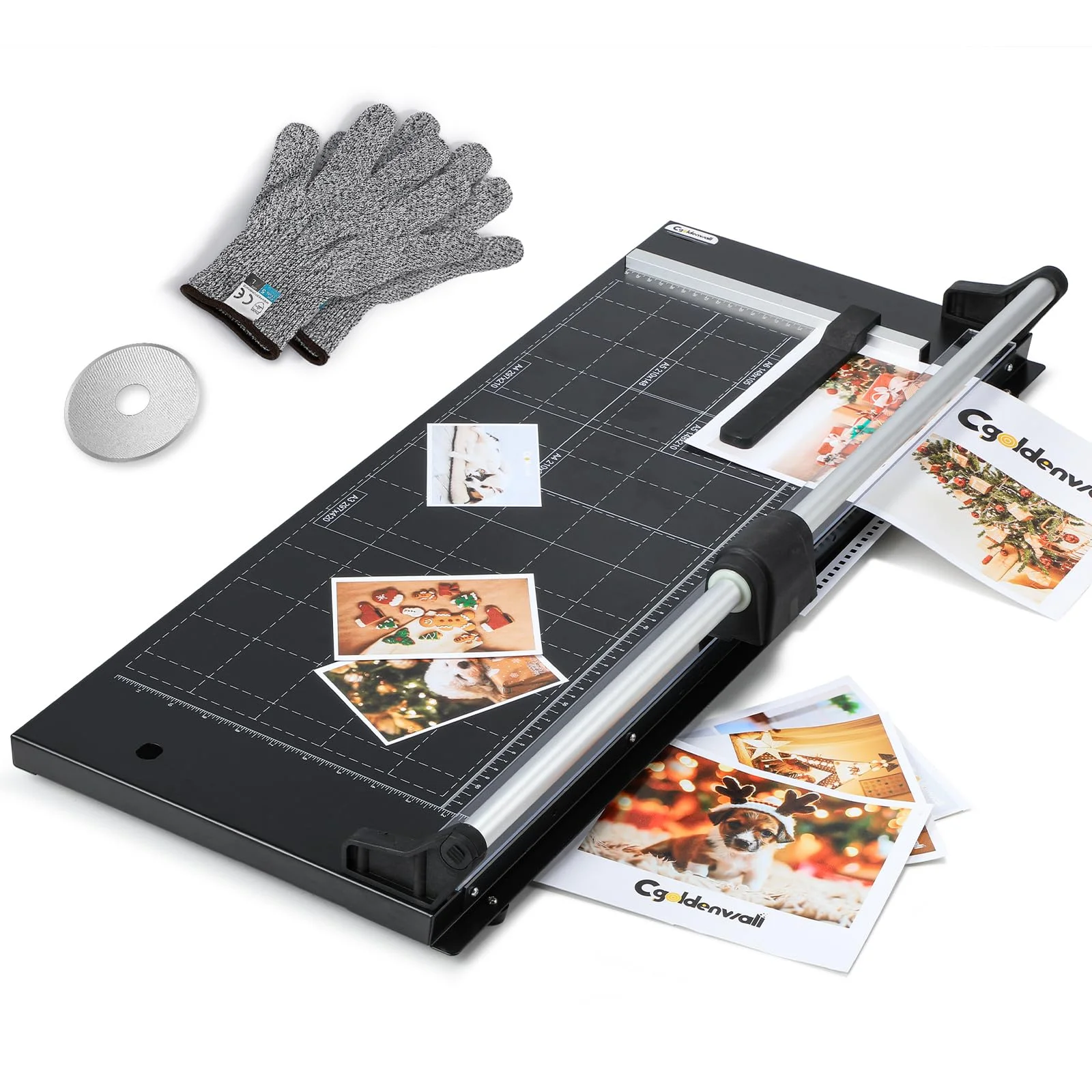 CGOLDENWALL A2 Taglierina per Carta, 12 Fogli, Ghigliottina con Una Lama Extra e Guanti, Taglierina Industriale Autoaffilante Cartoncino con Linee di Scala per Foto/Pellicola (63 cm) (A2)