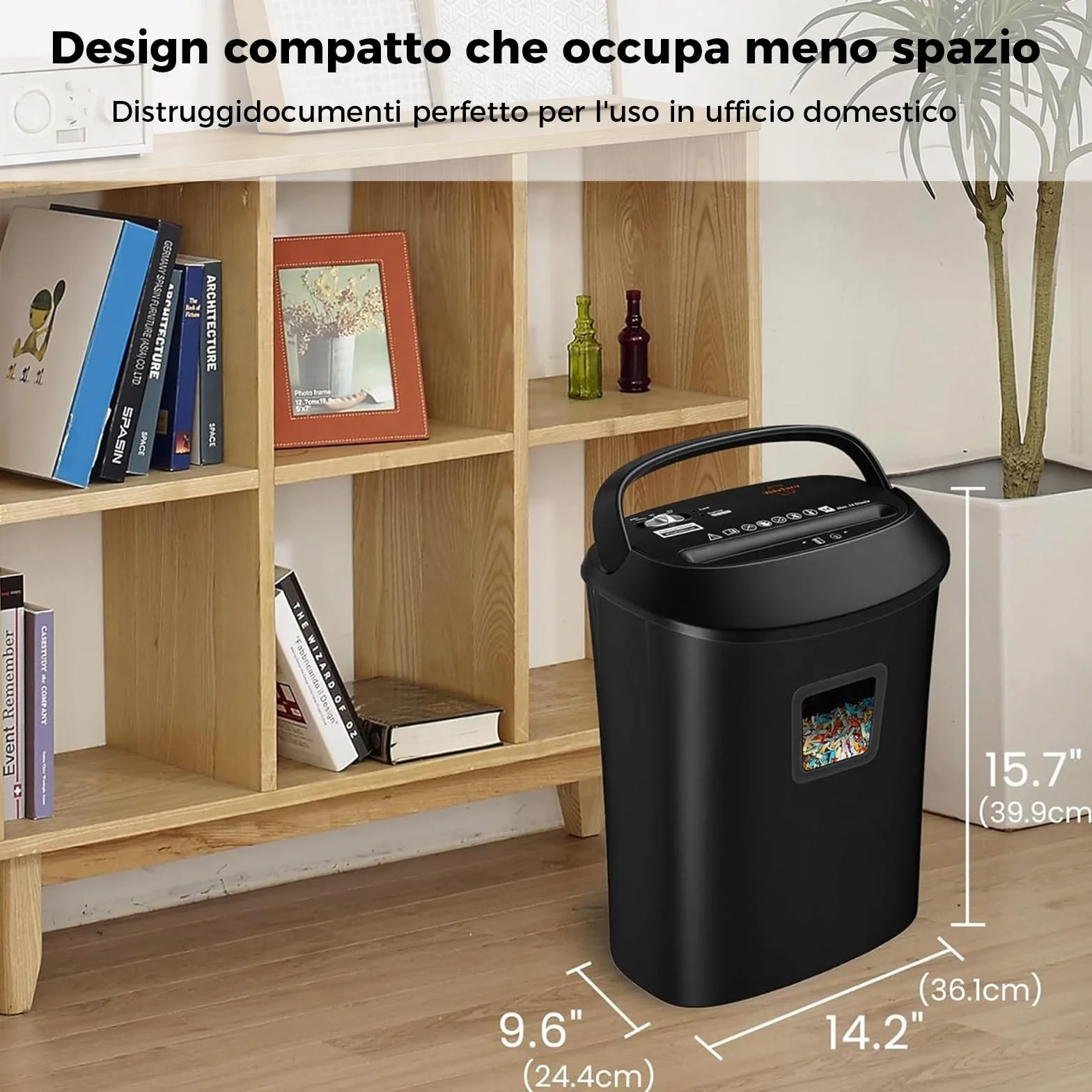 Tritacarte Distruggi documenti ufficio, VidaTeco Trituratore a 14 Fogli a Taglio Incrociato con Funzione Distruggi CD e Carte di Credito, Design con Impugnatura Portatile e Cestino da 25 litri