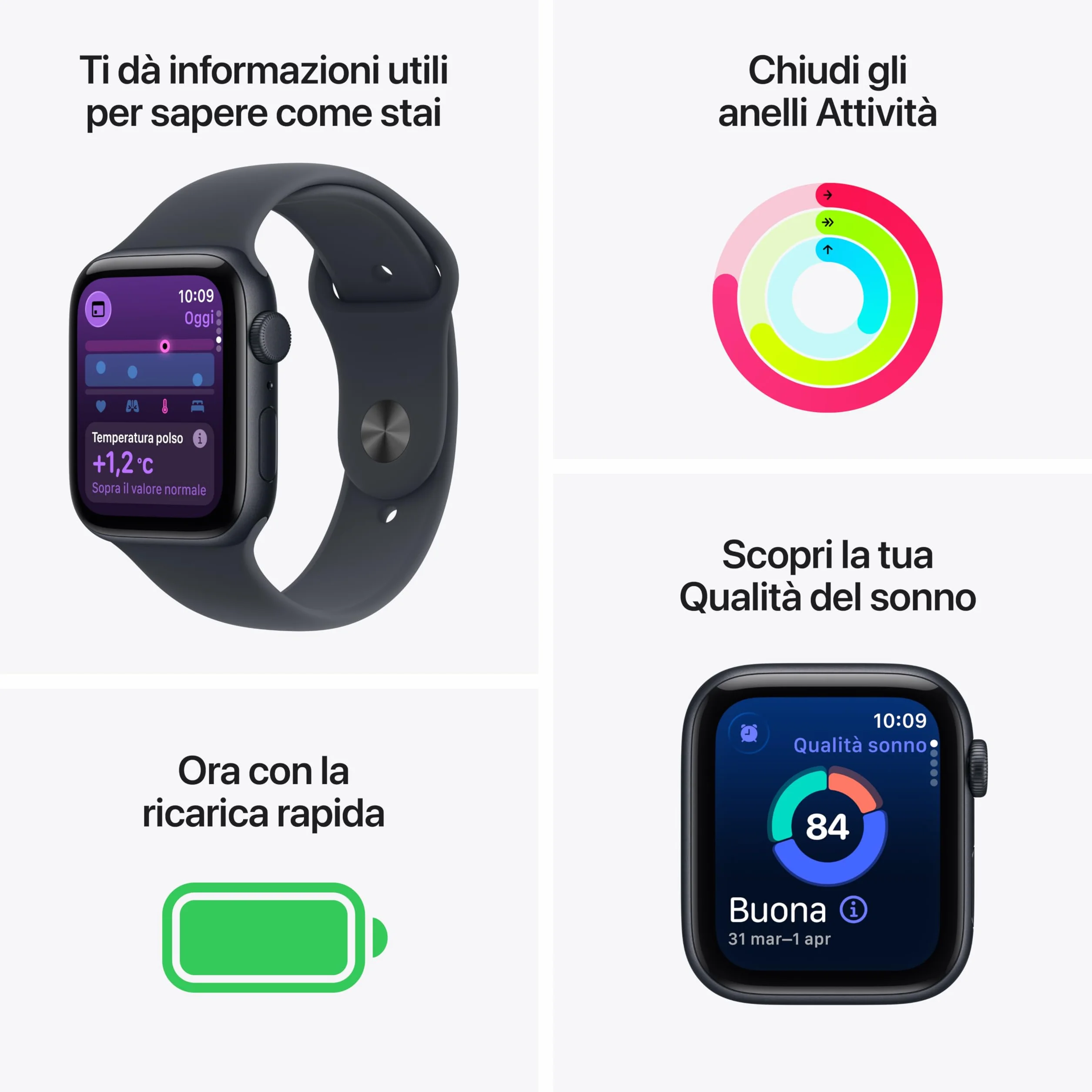 Apple Watch SE 3 GPS, Cassa 40 mm in alluminio galassia con Cinturino Sport galassia - S/M